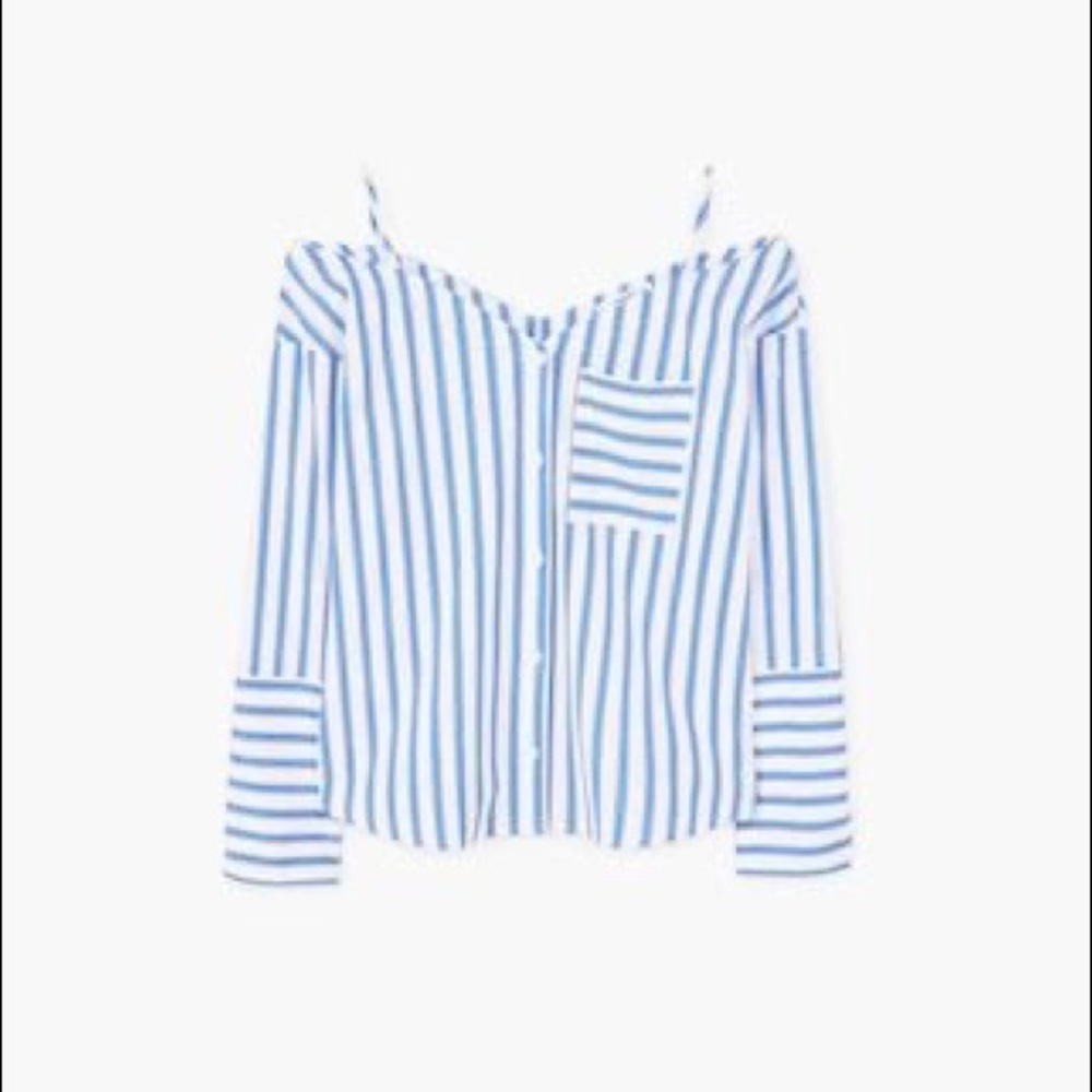 Mango off the shoulder button up shirt